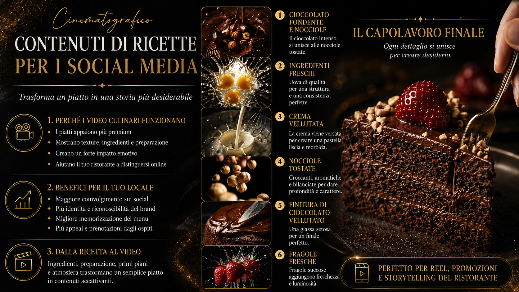 Video AI cinematografici per ristoranti, chef e hospitality