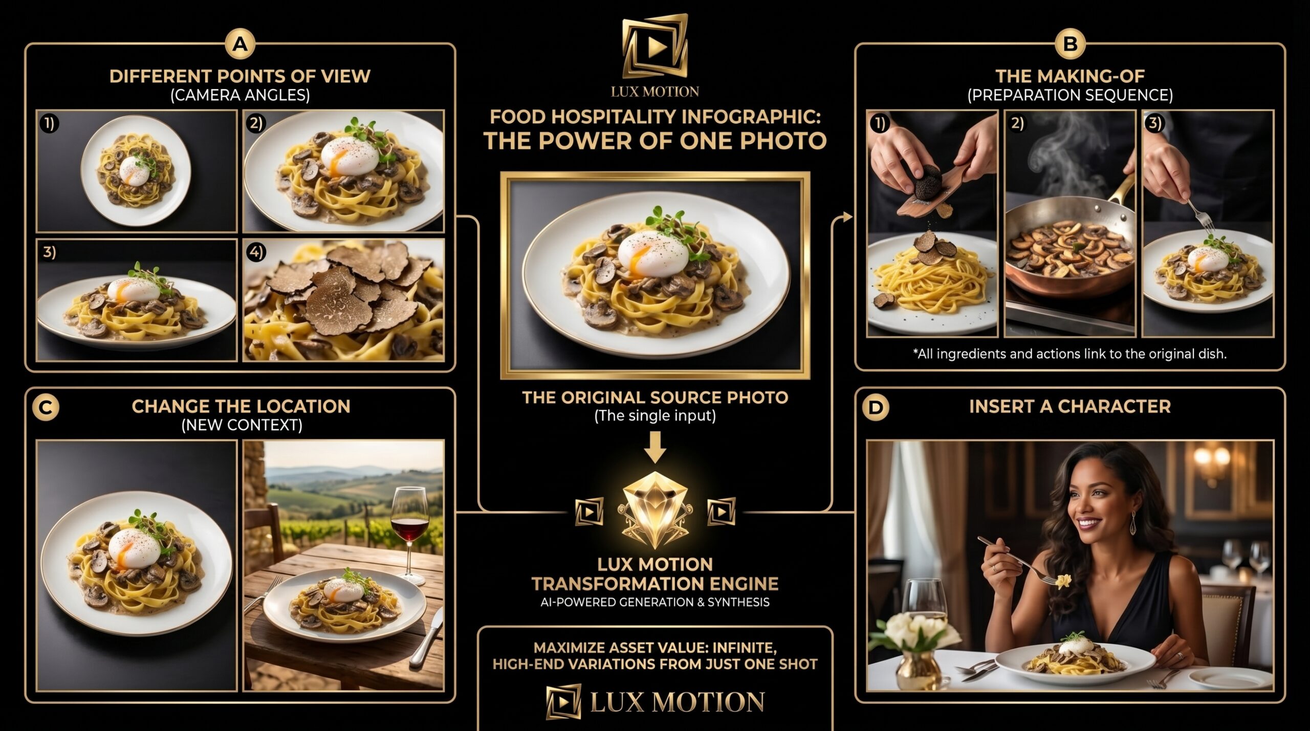 AI video for restaurants and hospitality creating cinematic food content from dish photos