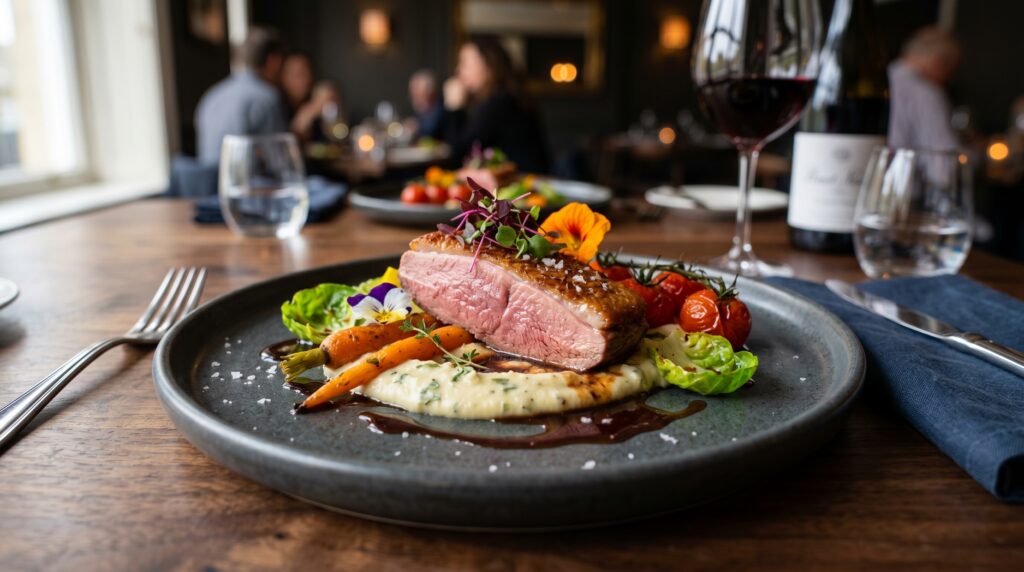 AI generated cinematic video of a gourmet restaurant dish for premium food content