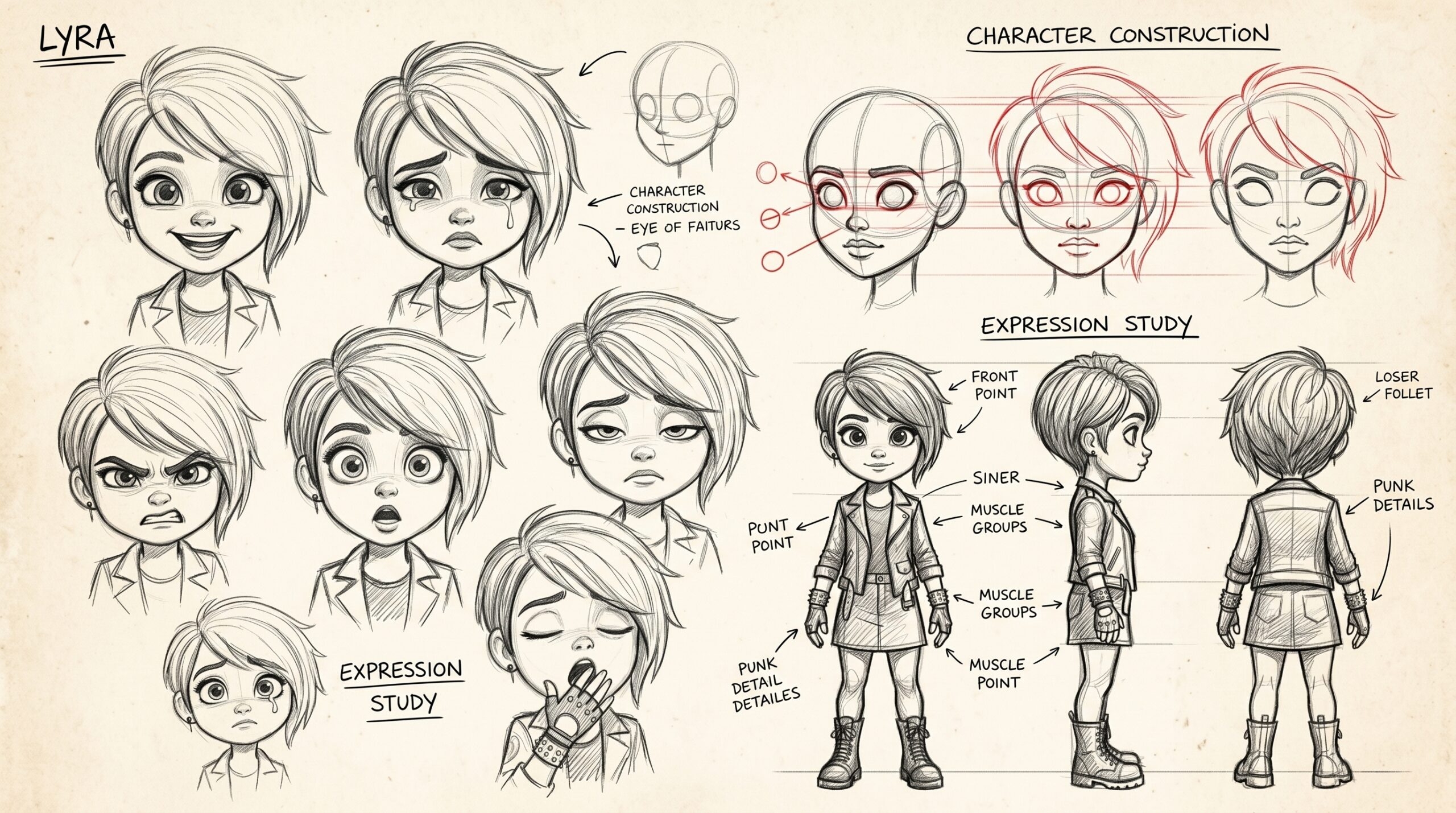 Étude de personnage IA de Lyra pour une série animée