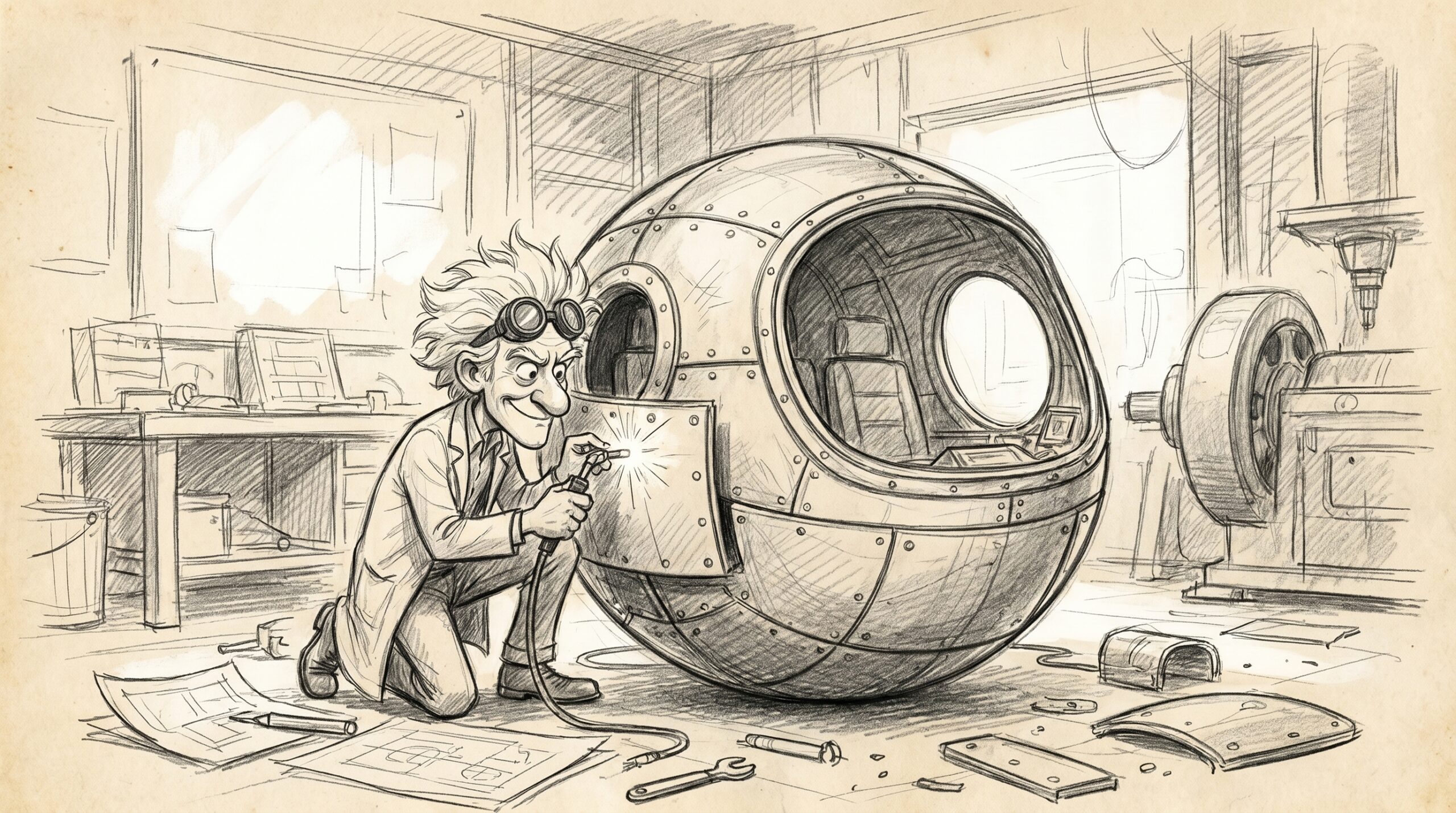 Étude visuelle IA de Grand-père Ernest et de la capsule temporelle